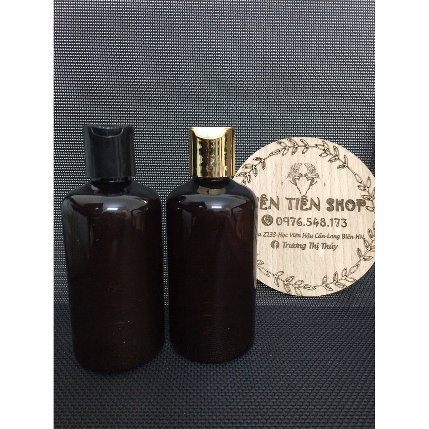 Chai nhựa pet nâu 220ml dáng lùn nắp press