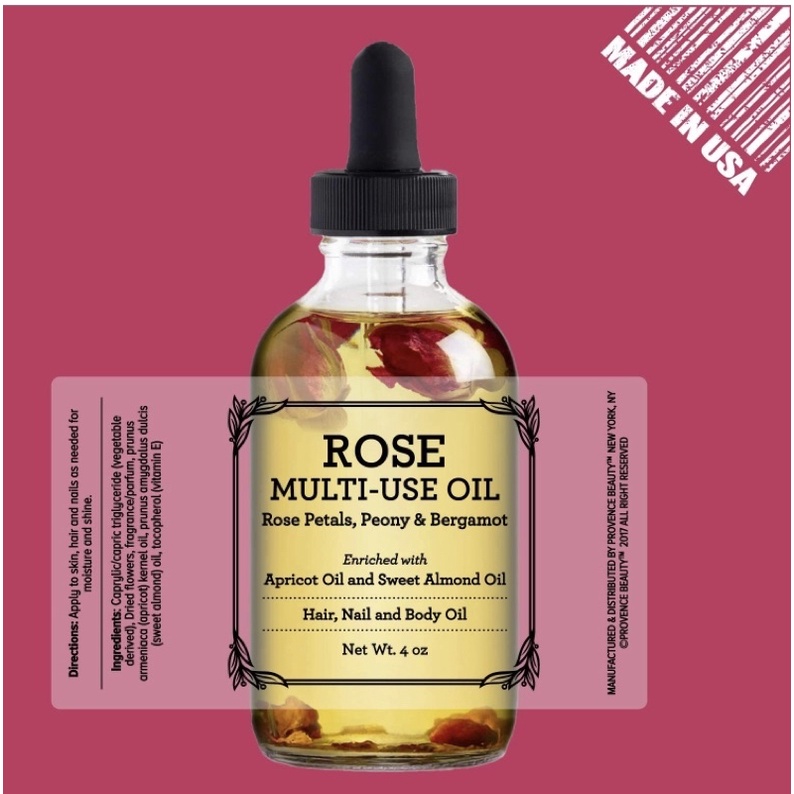 Tinh dầu hữu cơ dưỡng da tóc móng cánh hoa hồng tươi Provence Beauty 120ml USA