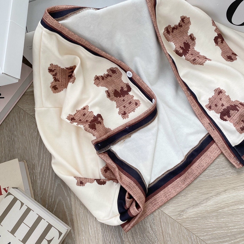 Áo cagidan hoạ tiết gấu form xinh chất dày dặn  KÈM ẢNH THẬT