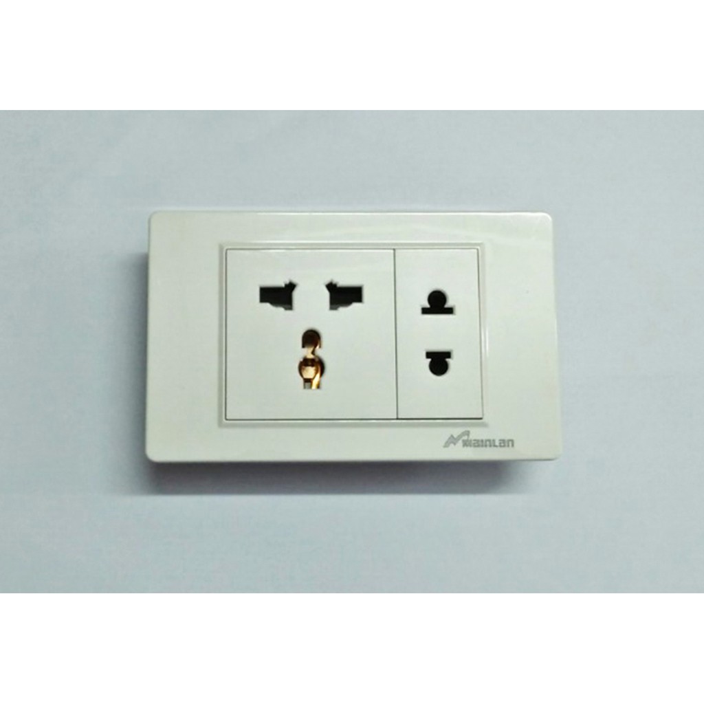 Bộ 1 ổ cắm ba chấu đa năng + 1 ổ cắm hai chấu MAINLAN - Chất lượng cao