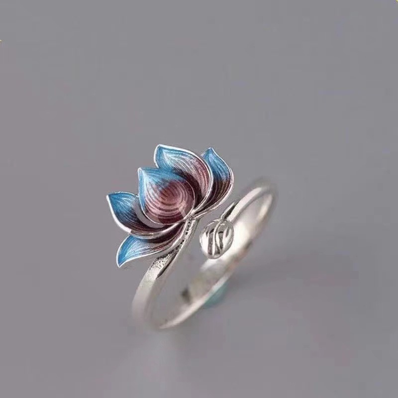 Nhẫn hở RINHOO FRIENDSHIP kiểu hoa/ cá màu gradient đơn giản thời trang cho nam và nữ