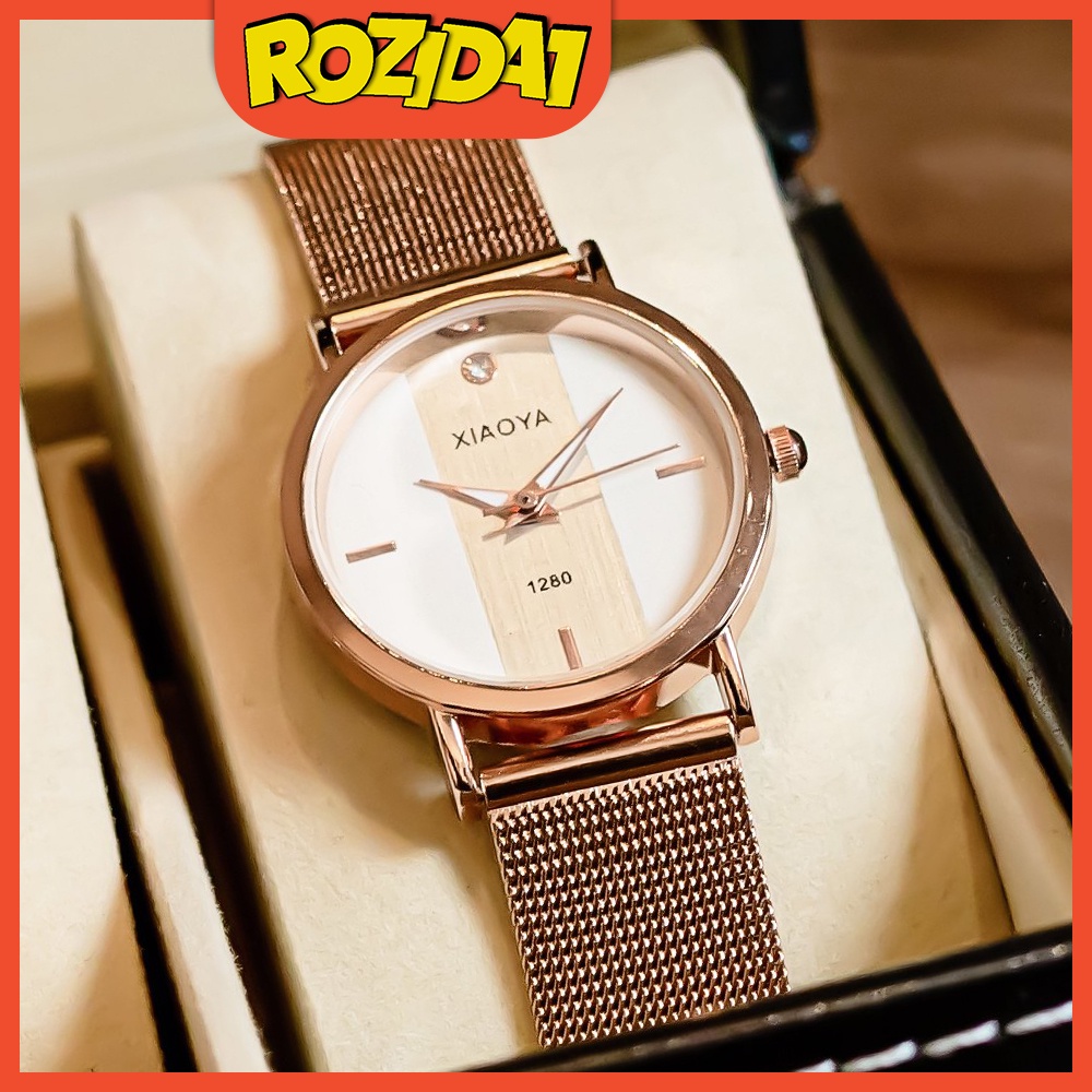 Đồng hồ nữ chính hãng đẹp dây kim loại giá rẻ thời trang mặt tròn chống nước Rozida'1 DH03