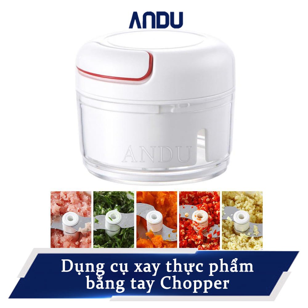 Máy Xay Tỏi Mini Cầm Tay CHOPPER Có Dây Kéo Xay Ớt Thịt Tiện Lợi