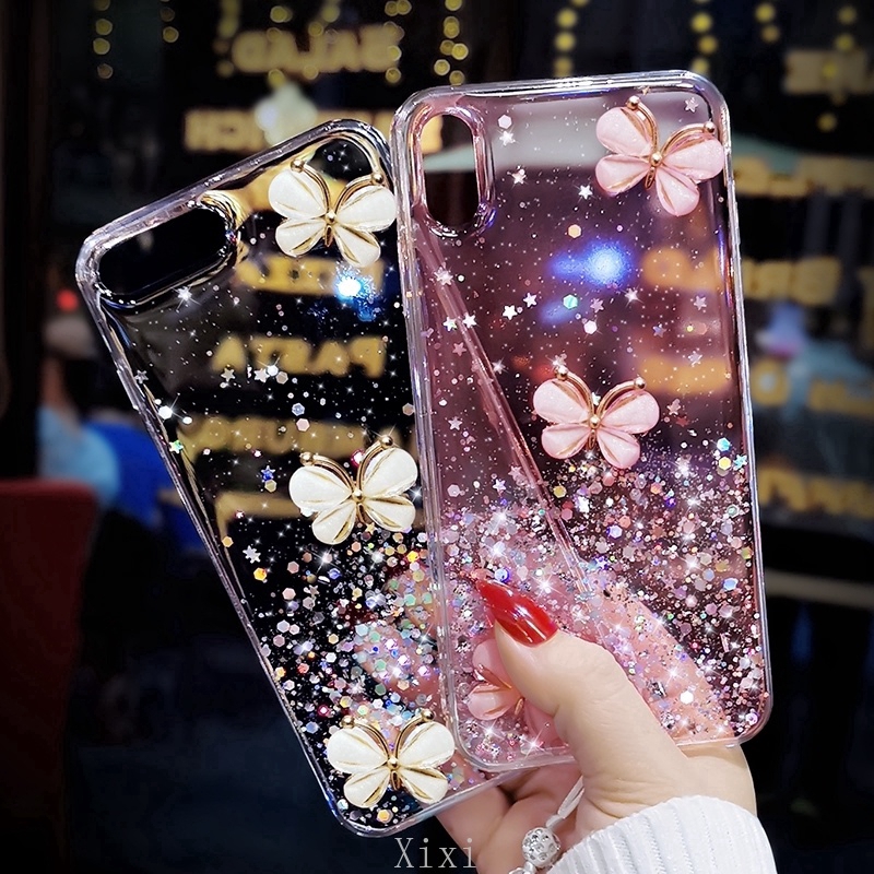 3D Bling Butterfly Phone Case For Samsung Galasy A32 A12 M51 A01 Core Note 20 Ultra A50s A40s A30s A20s A10s S20 Ultra Plus S20+ Soft TPU Cover