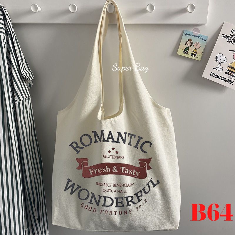 Túi đeo chéo nữ vải canvas liền thân hoạ tiết ngộ nghĩnh Superbag668 282
