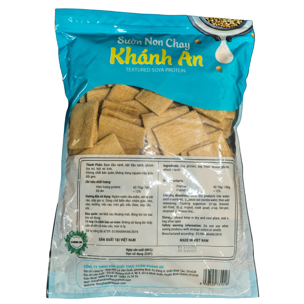 Sườn non chay Khánh An 1kg. Giàu dinh dưỡng, độ đạm cao, không chất bảo quản, hàng chính hãng sản xuất tại Việt Nam