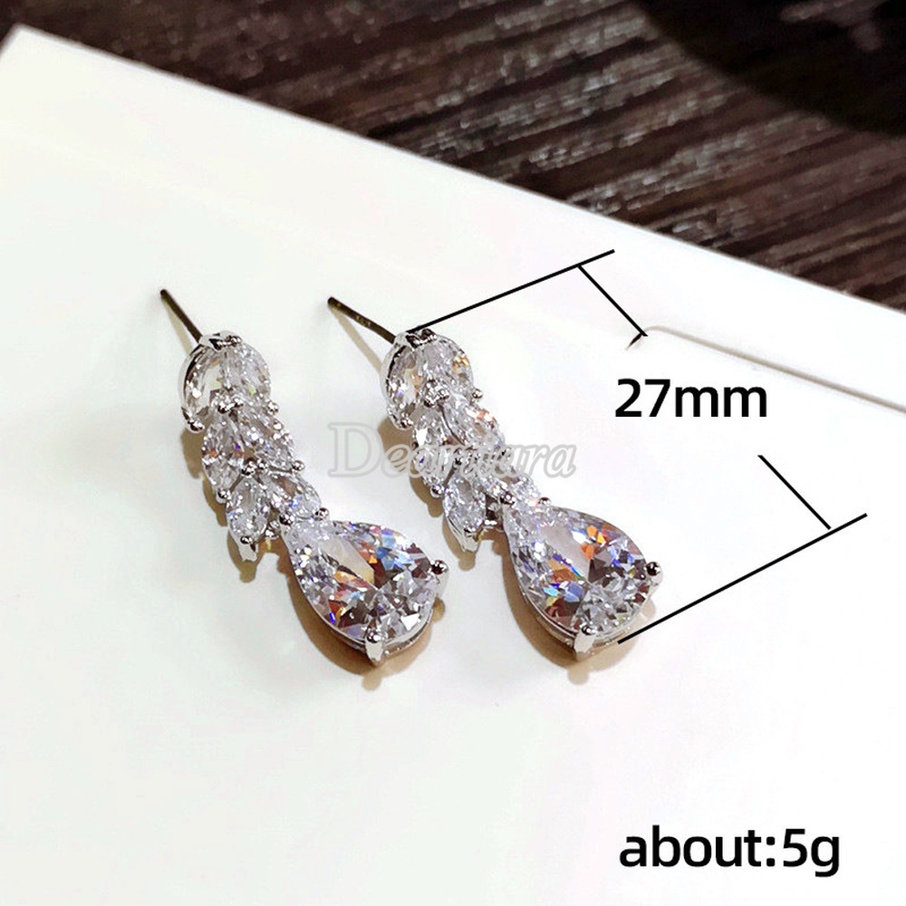 Bông Tai Hình Giọt Nước Đính Đá Zircon Thời Trang Lãng Mạn Cho Nữ