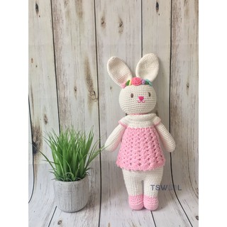 Gấu len Thỏ hồng Anna thú bông len handmade