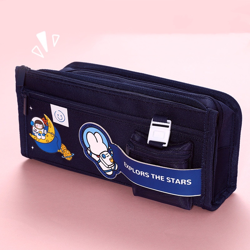 Túi Đựng Bút Hai Lớp Sức Chứa Lớn Họa Tiết Hoạt Hình Dễ Thương Chống Thấm Nước