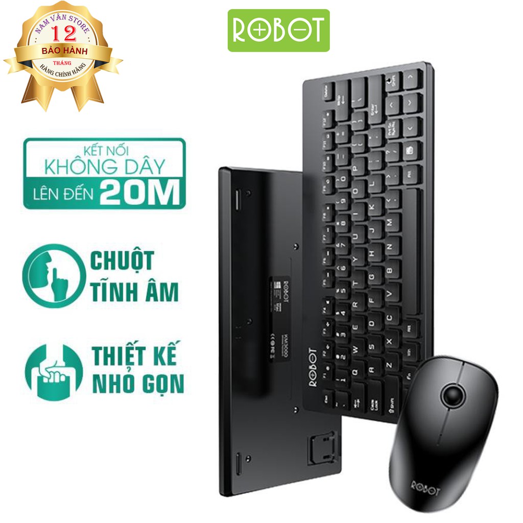 Bộ Bàn Phím Và Chuột Không Dây ROBOT KM3000 - Phạm Vi Kết Nối 20m - Hàng Chính Hãng
