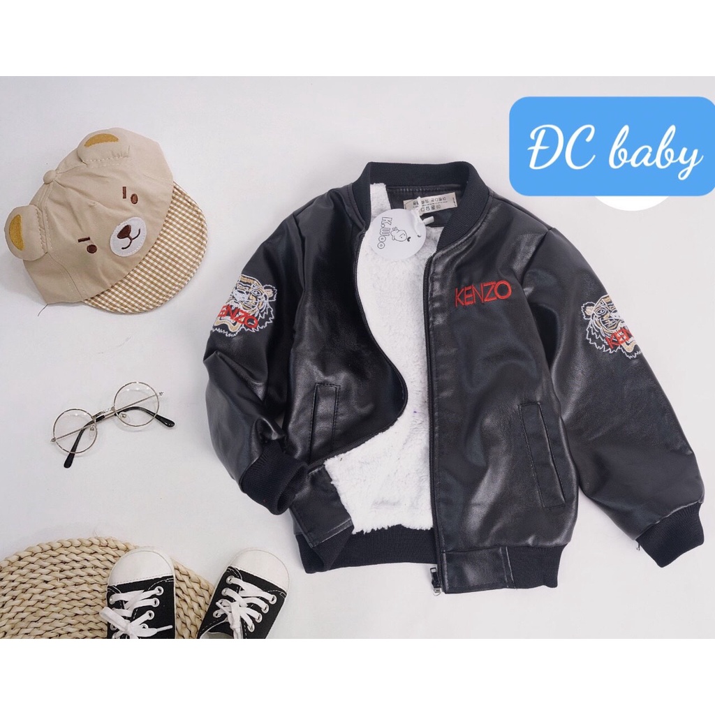 Áo khoác da lót lông cho bé trai, bé gái siêu mềm K078