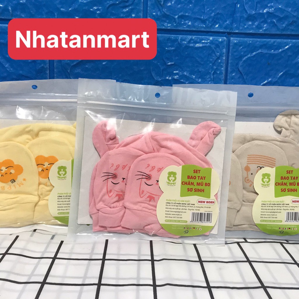 Set Mũ, Bao Tay, Bao Chân Mipbi - Đầy Đủ Mũ, Bao Tay, Chân Mipbi Cho Bé Mới Sinh ( New Born) – Mipbi Việt Nam