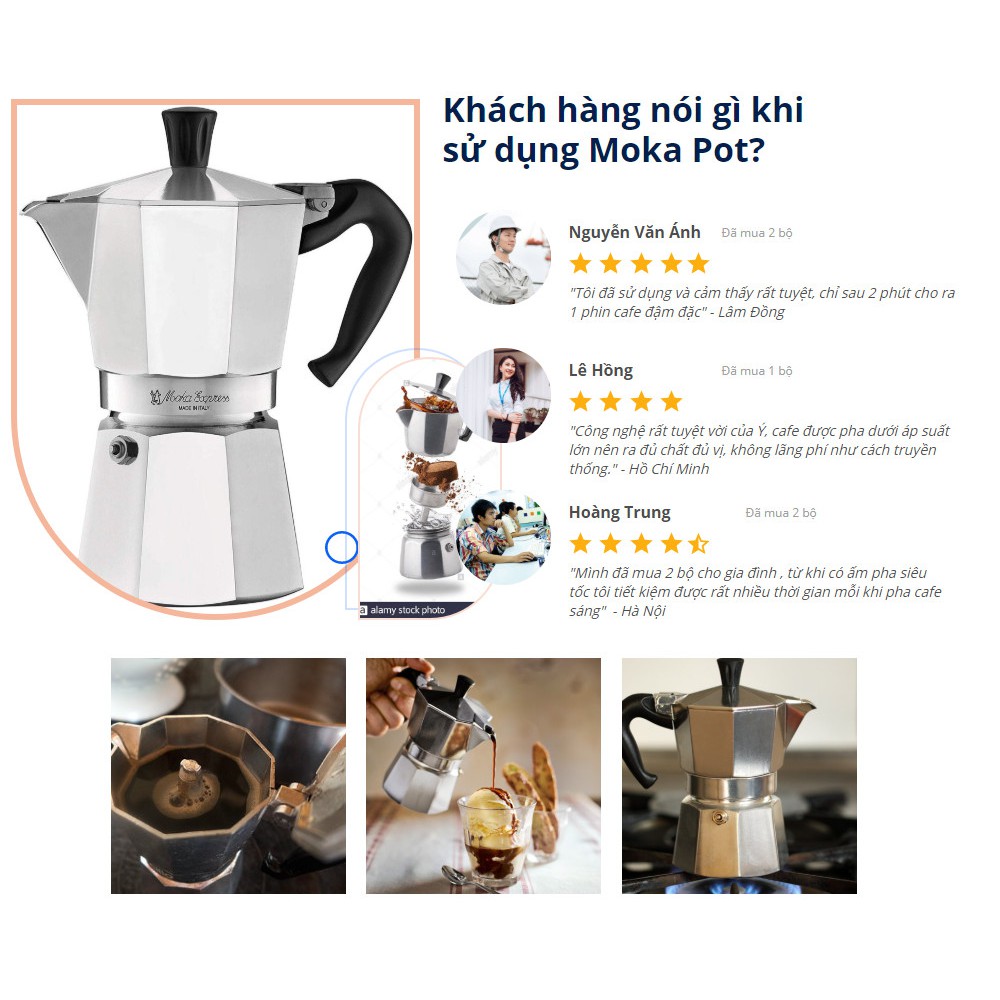 Ấm pha cà phê Moka Pot (1-3 ly) - Home and Garden