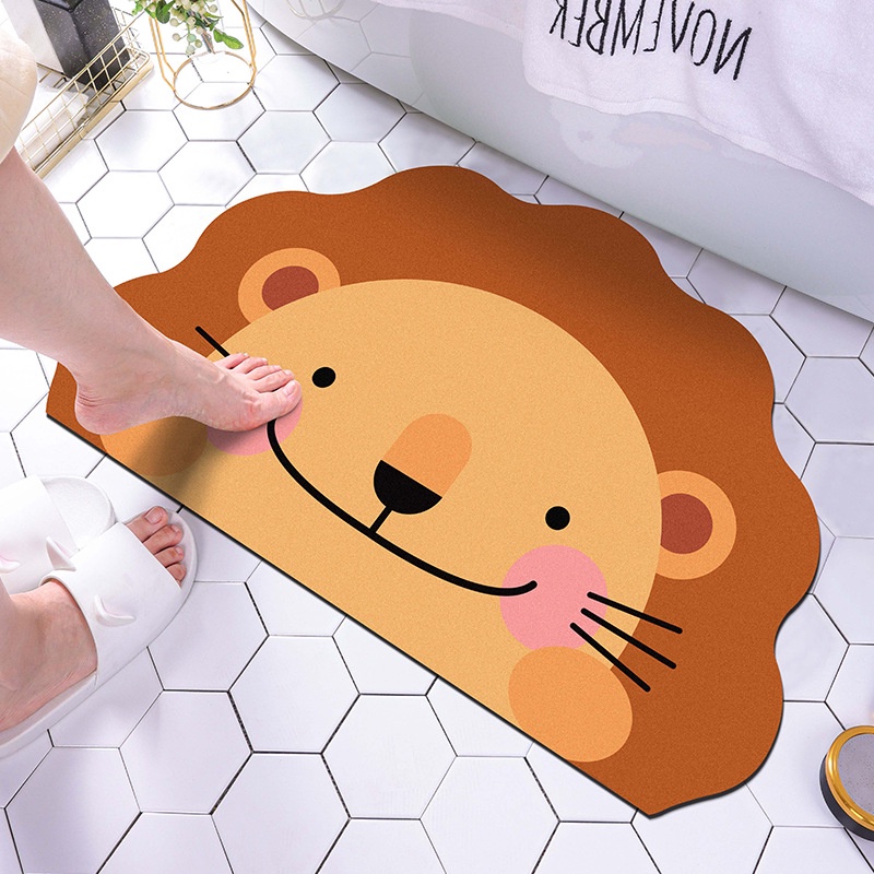 Thảm lau chân siêu thấm hút in hình cute, thảm trải sàn chùi chân bám dính Oron