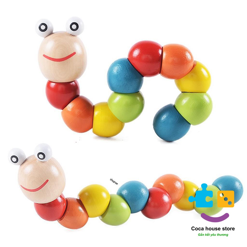 CSG - Đồ chơi con sâu gỗ uốn dẻo nhiều màu sắc đáng yêu cho bé