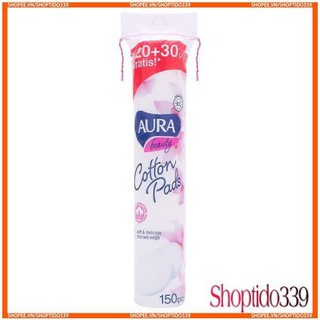 Bông tẩy trang cotton aura beauty cotton pads 120 +30 miếng - jendaa