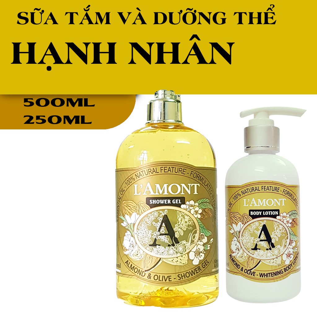 [Mã LTP50 giảm 50000 đơn 150000] Combo Sữa Tắm và Sữa Dưỡng Thể LAmont En Provence Hương Almond & Olive 500ml và 250ml