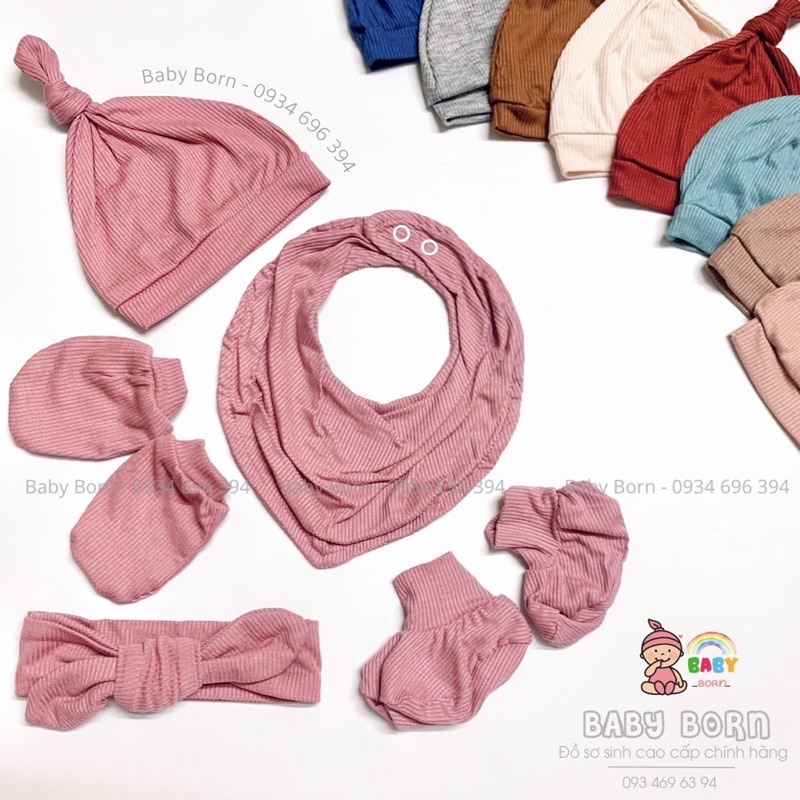 Cookie - Phụ kiện sơ sinh mũ, yếm, bao tay chân chất cotton tăm mềm mại cho bé