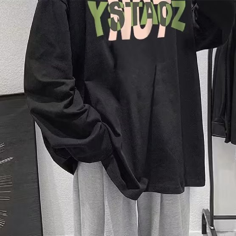 Áo Thun Tay Dài Cổ Tròn Dáng Rộng In Họa Tiết Hoạt Hình Phong Cách Hip Hop Nhật Bản Cho Nam size M-5XL