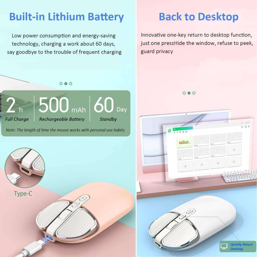 Chuột Không Dây Bluetooth 5.0 2.4G Mới Đáng Yêu Cho PC Notebook Laptop