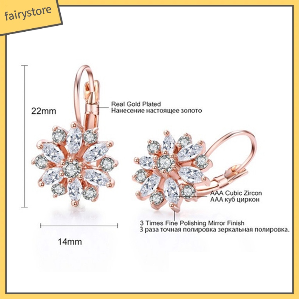 Bông Tai Nữ Đính Đá Zircon Hình Hoa Hướng Dương