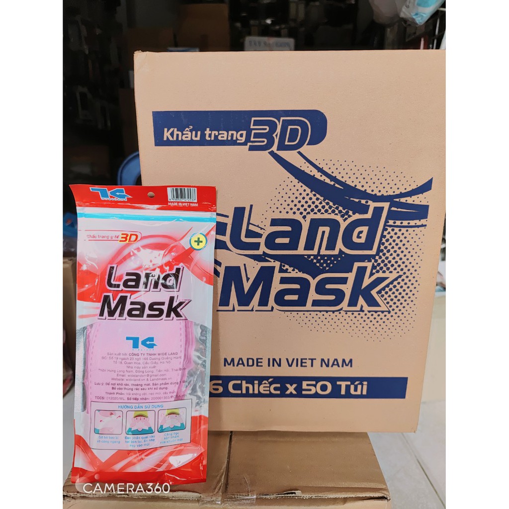 Khẩu Trang 4D LANDMASK Thùng 50 bich 300c Đủ Màu