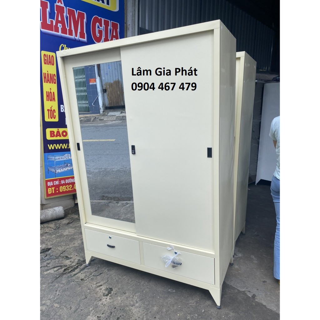 Tủ sắt quần áo cửa lùa sơn tĩnh điện
