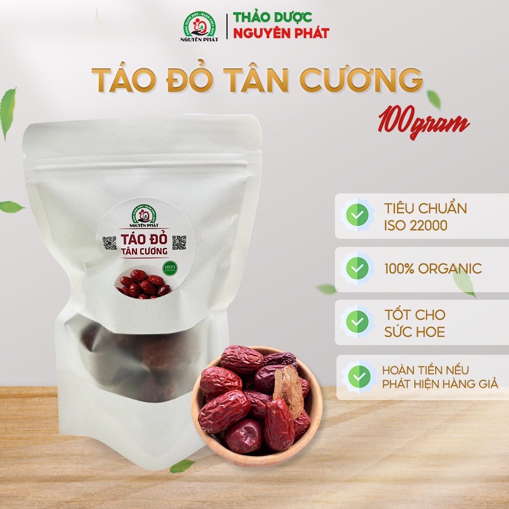 Táo Đỏ Tân Cương sấy khô Nguyên Phát loại 1 - Quả đỏ to đều tốt cho sức khỏe 200gr