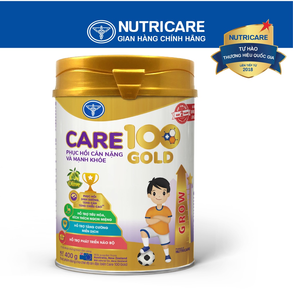 Sữa bột Nutricare Care 100 Gold cho trẻ biếng ăn, suy dinh dưỡng 400g
