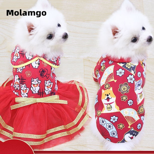 MOLAMGO  Áo thú cưng chủ đề năm mới xinh xắn đáng yêu