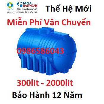 Bồn nhựa thế hệ mới cao cấp Đại Thành ngang, bảo hành 12 năm