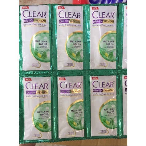 Dầu Gội Clear Sạch Gàu Mát Lạnh Bạc Hà 6g Dây 10 Gói