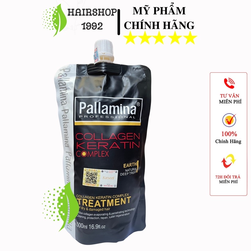 Kem Ủ Hấp Tóc Colagen Keratin Pallamina Phục Hồi Tóc Hư Tổn Chuyên Sâu 500Ml , Ủ tóc siêu mượt