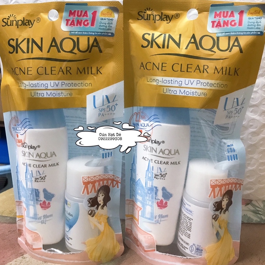 Sunplay Skin Aqua Clear White SPF50+, PA++++: Sữa chống nắng dưỡng da trắng mịn 25g