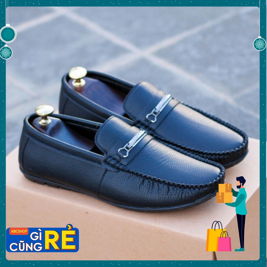 Giày lười da mềm nam 2 màu nâu và đen