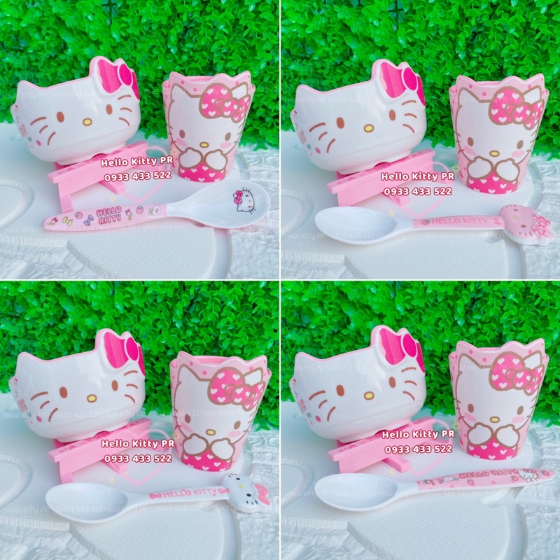 Combo chén ly muỗng Hello Kitty