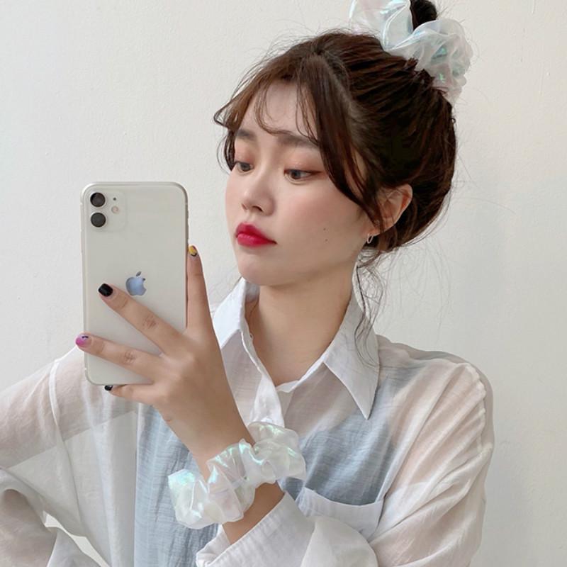 Dây buộc tóc vải lưới mỏng bóng phong cách Hàn Quốc xinh xắn cho nữ