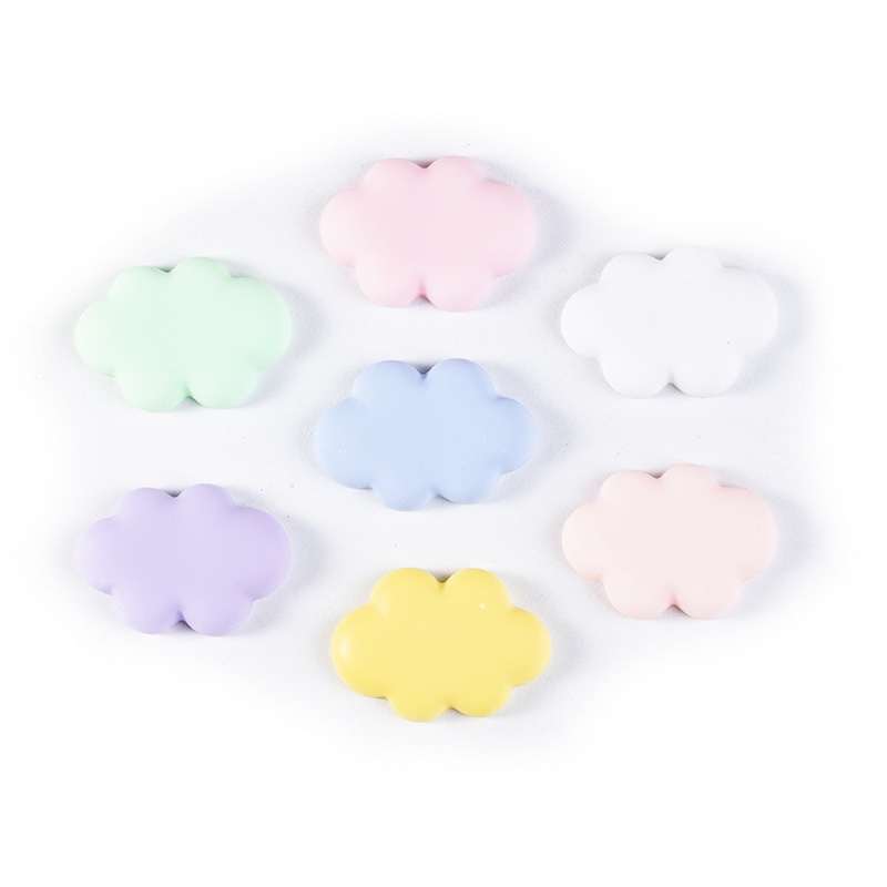 Bộ 20 phụ kiện làm đồ thủ công hình đám mây lưng phẳng màu trơn bằng chất liệu nhựa resin