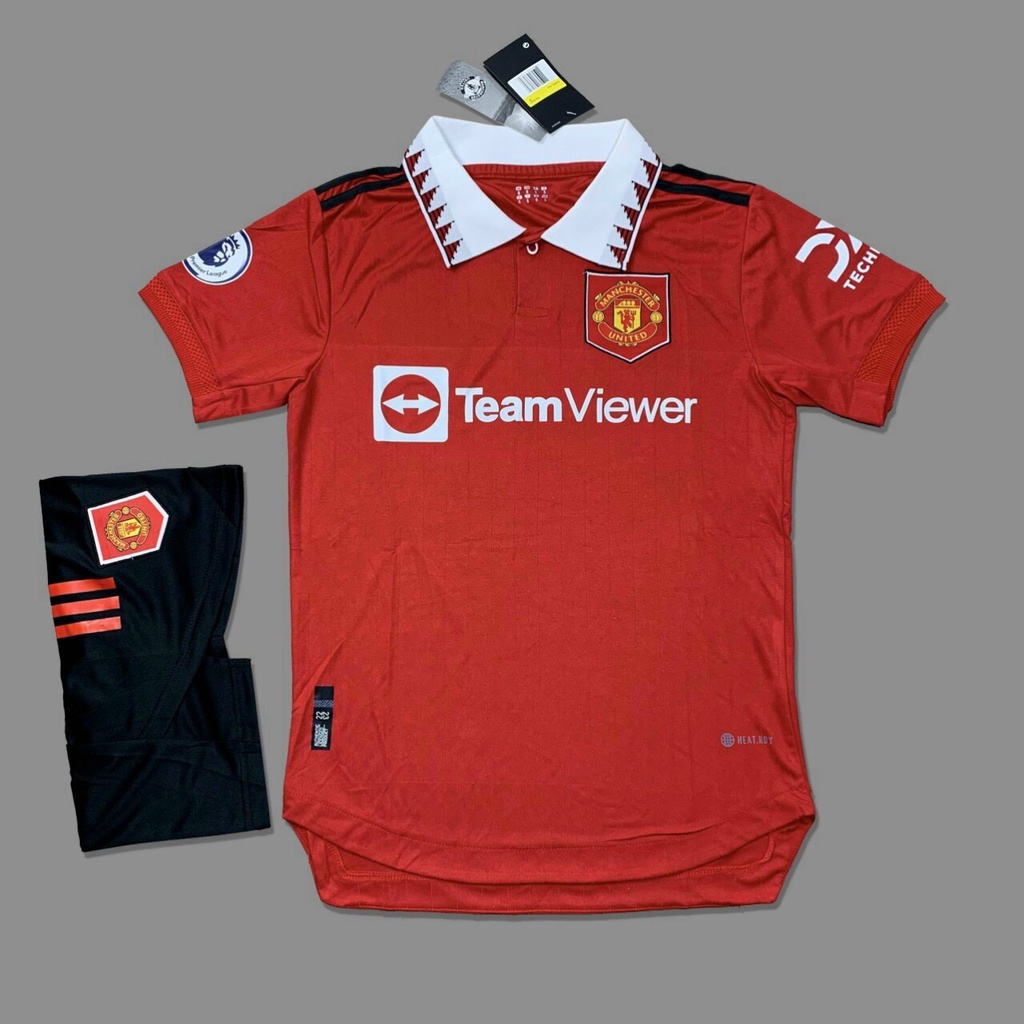 Quần Áo Bóng Đá CLB MU ĐỎ QUẦN ĐEN Vải Gai Thái 2022 - Bộ Đồ Đá Banh Cực Chất ĐH SPORT
