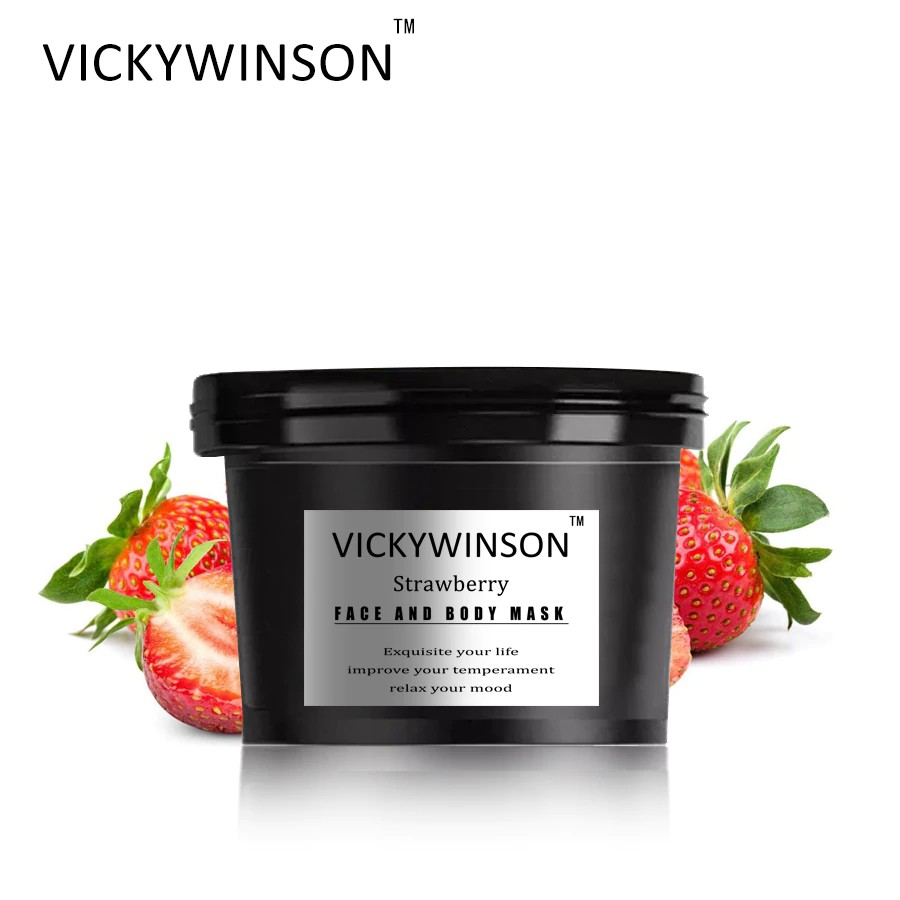 Vickywinson Kem Dâu Tây Tẩy Tế Bào Chết Hỗ trợ giảm mụn 50g Dưỡng Ẩm Làm Trắng Da