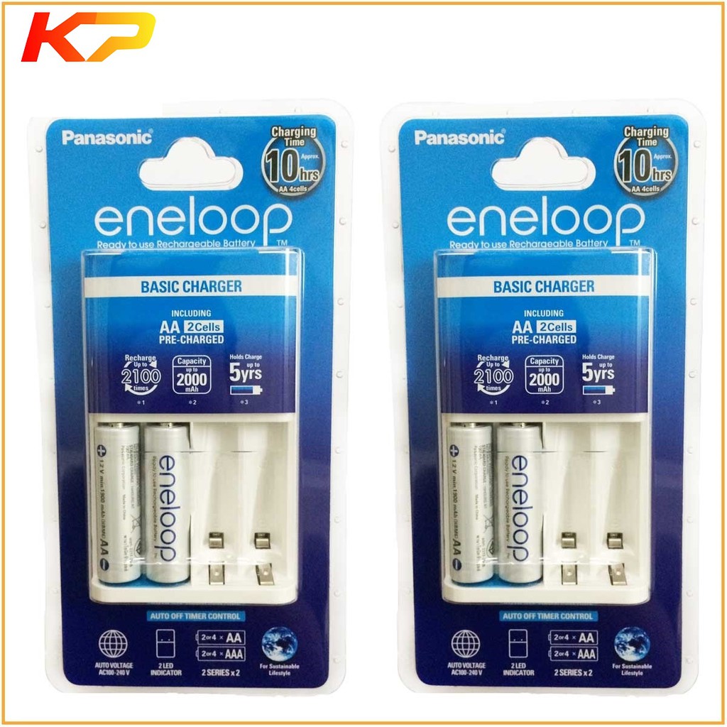 2 máy sạc kèm 2 pin AA 2000mah Eneloop panasonic BQ-CC51E