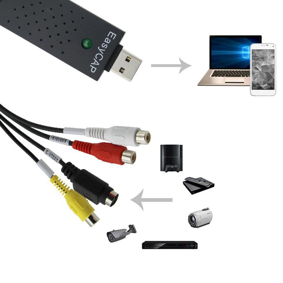 USB 2.0 Video Capture Adapter Cable Audio S-Video TV VHS Converter Device