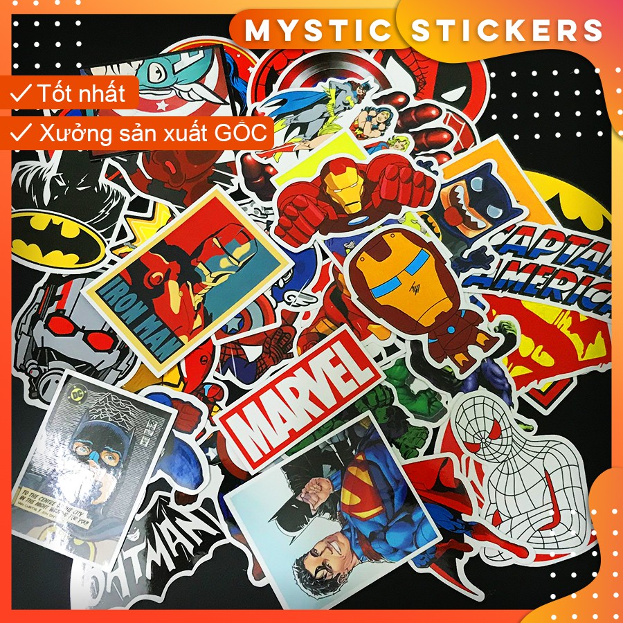 [SIÊU ANH HÙNG MARVEL COMIC] 50 Sticker chống nước ,dán xe laptop mũ bảo hiểm vali...