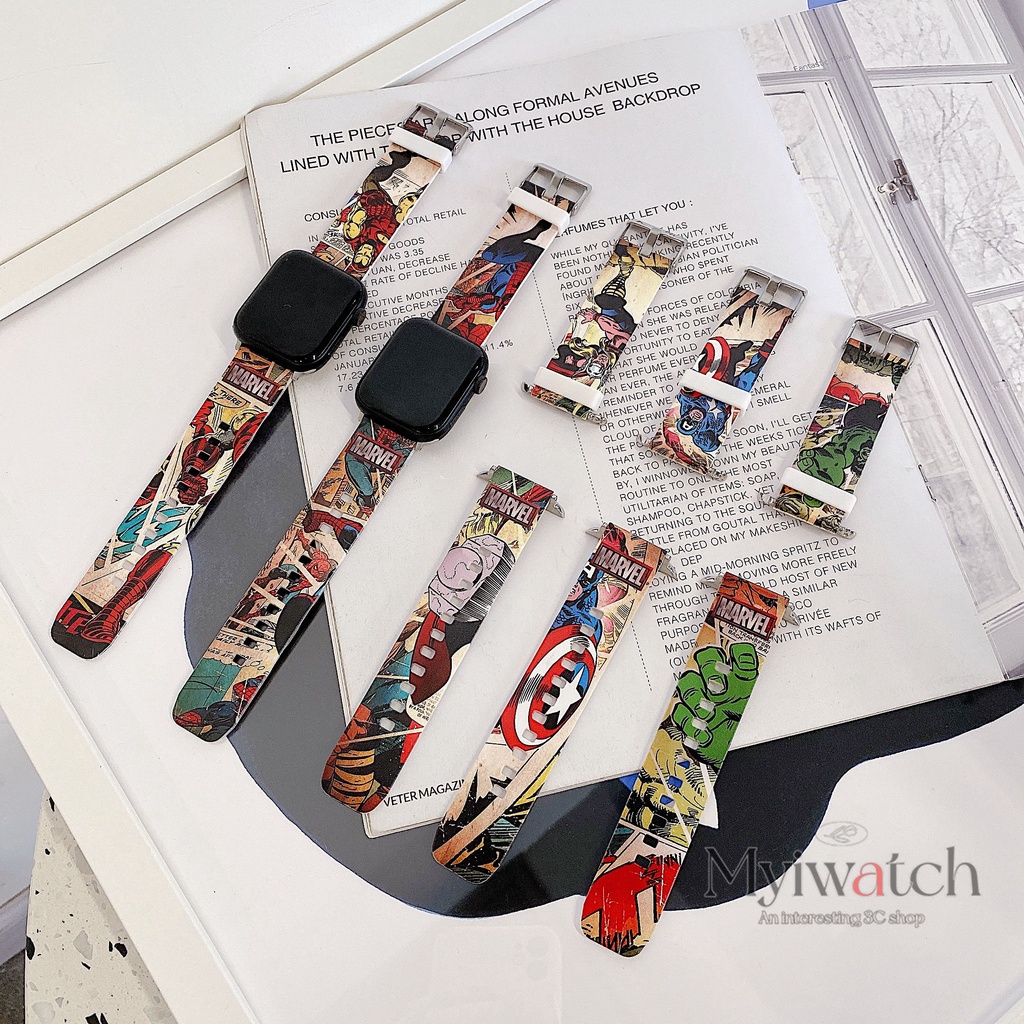 Dây Đeo Đồng Hồ Bằng TPU Mềm In Hoạt Hình Cho iwatch series 7 6 SE 5 4 3 2 1 41mm 45mm 44mm 40mm 42mm 38mm