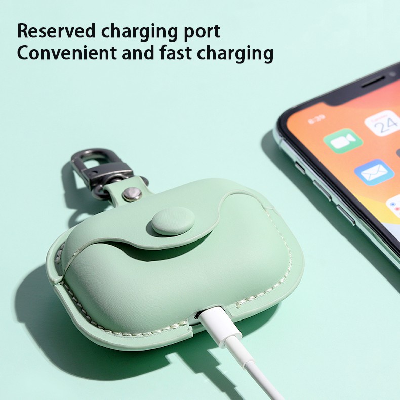 Vỏ bảo vệ hộp sạc tai nghe SPRISE da PU có móc khóa thích hợp cho Airpod 1 2 Pro