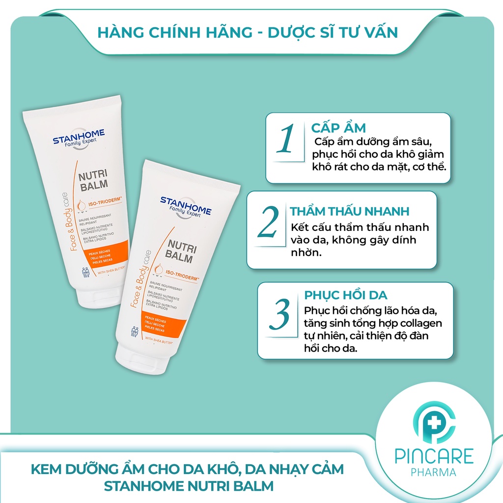 Kem dưỡng ẩm cho da khô, da nhạy cảm Stanhome Nutri Balm 200ml - Hàng chính hãng - Nhà thuốc PinCare