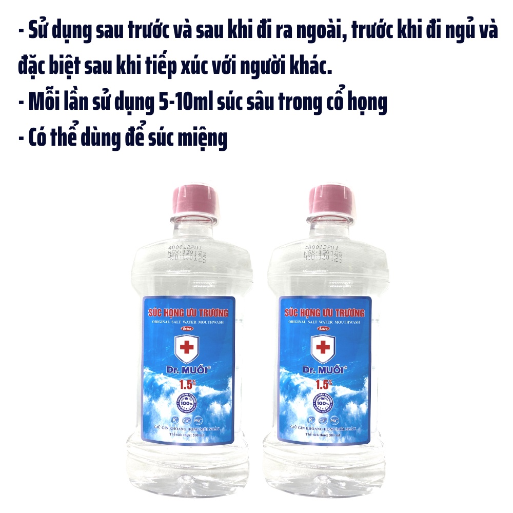 Nước Súc Họng Dr.Muối Ưu Trương 1.5% -Sử Dụng Sau Khi Tiếp Xúc- Chai 500ml