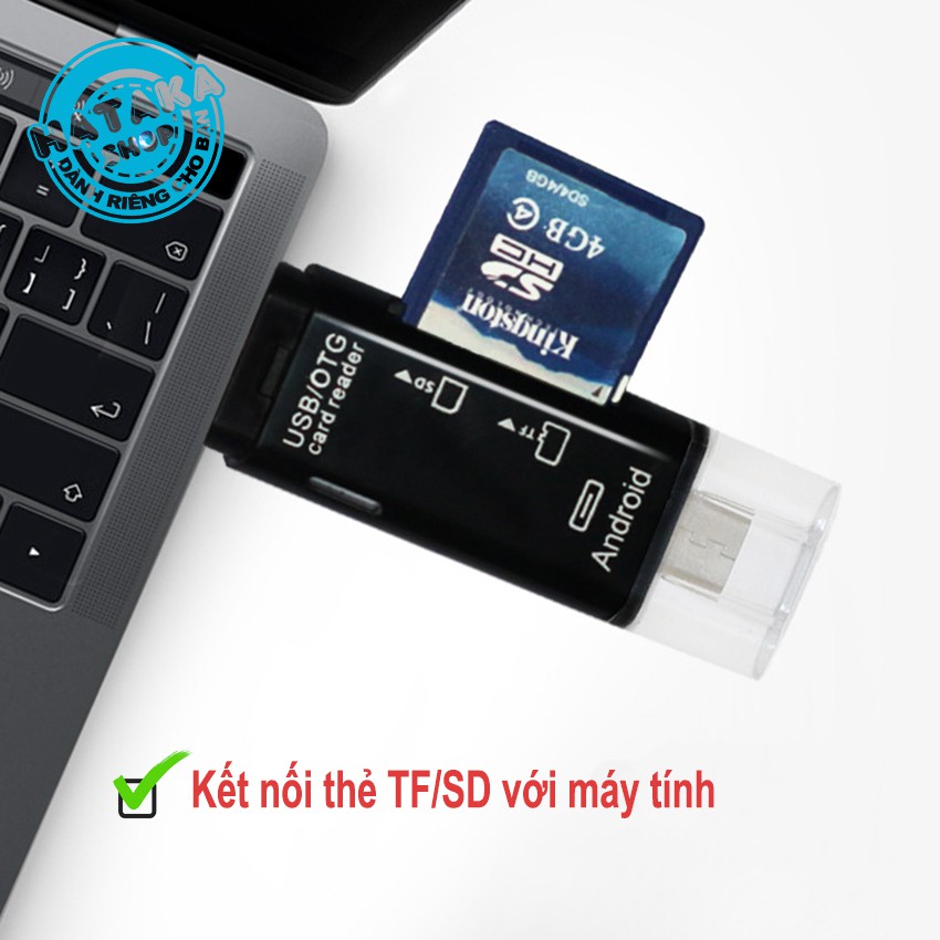 [Mã 2404EL10K giảm 10K đơn 20K] Đầu đọc thẻ nhớ đa năng, TYPE-C, micro USB, USB2.0 kết nối thẻ TF và SD
