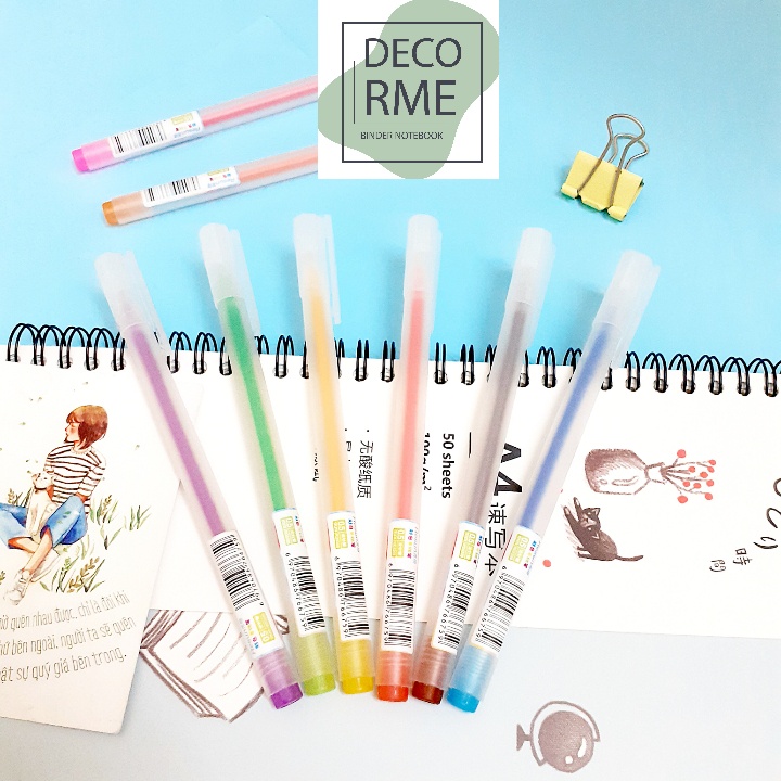 Bút bi màu mực gel DecorMe Resun bút Muji bản dupe 12 màu ngòi 0.5mm (lẻ 1 chiếc)