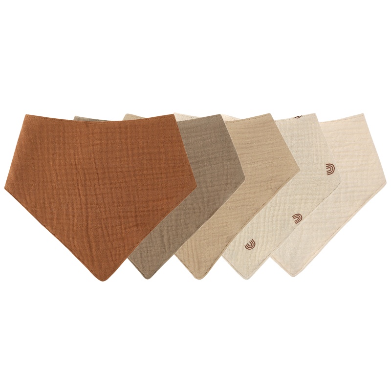 Set 5 Yếm Ăn Cotton Hình Tam Giác Màu Sắc Trơn Dành Cho Bé